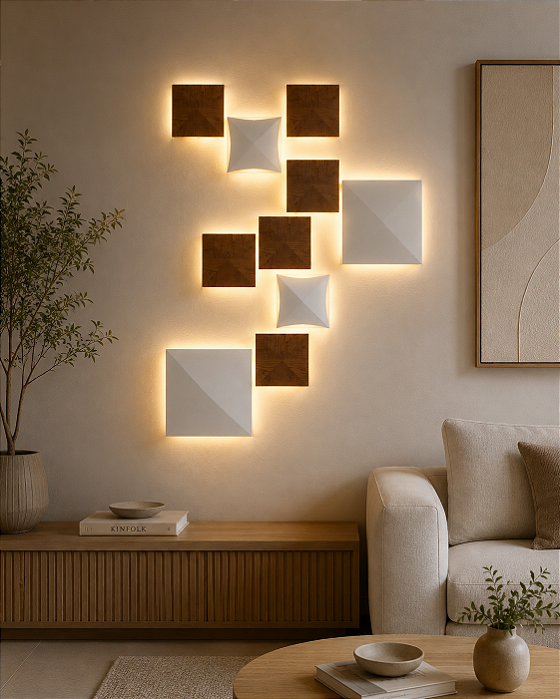 Painel Arandela Accord Diamante A-4074 72x9,5x76,5cm Design Geométrico