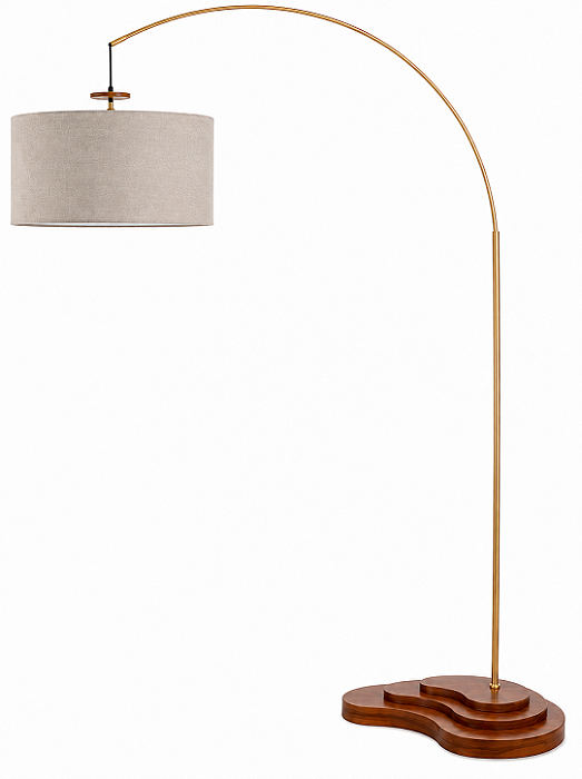 Luminária Imbuia Dourada com Cúpula Cilíndrica Rústica 255x175cm 5L Trevisan