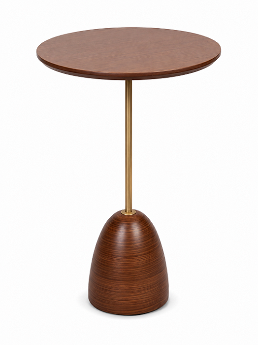 Mesa Lateral Imbuia Haste Dourada 63x40cm 5L Trevisan