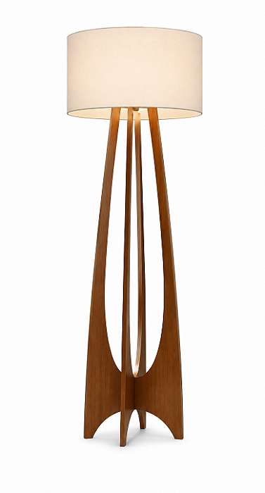 Luminária Imbuia com Cúpula Cilíndrica Rústico 172x60cm 5L Trevisan