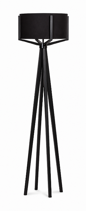 Luminária Preta com Cúpula Cilíndrica Preta 165x50cm 5L Trevisan