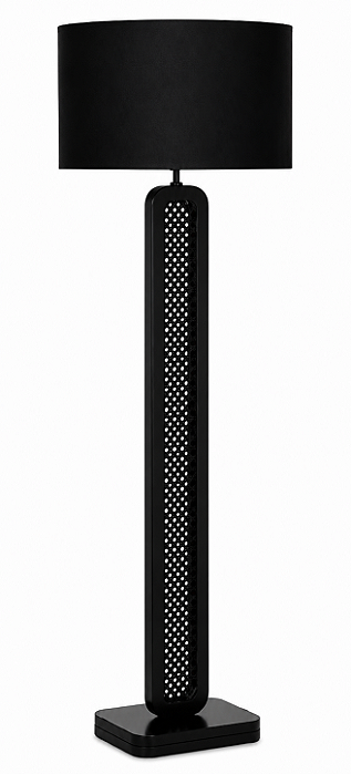 Luminária Preta com Cúpula Cilíndrica Preta 174x60cm 5L Trevisan