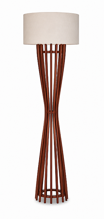 Luminária Imbuia com Cúpula Cilíndrica Relevo 167x60cm 5L Trevisan