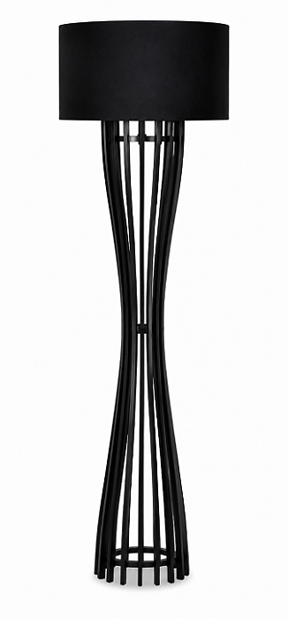Luminária Preta com Cúpula Cilíndrica Preta 167x60cm 5L Trevisan
