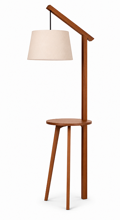 Luminária Imbuia com Cúpula Cone Pedente Algodão Cru 167x70cm 5L Trevisan