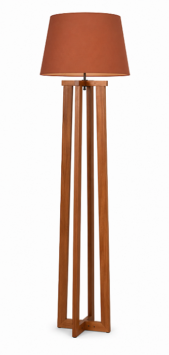 Luminária Imbuia com Cúpula Cone Terracota 174x50cm 5L Trevisan