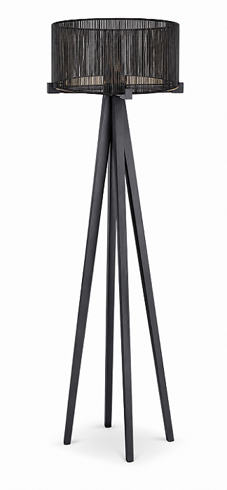 Luminária Preta com Cúpula Corda Preta 165x50cm 5L Trevisan