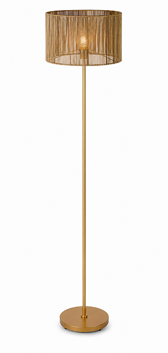 Luminária Imbuia Haste Dourada com Cúpula Corda Rami 160x40cm 5L Trevisan