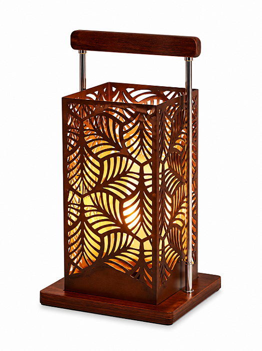 Luminária Imbuia com Cúpula Quadrada Folha 42x21cm 5L Trevisan