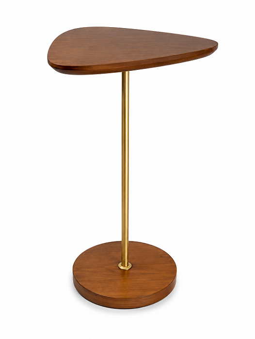 Mesa de Apoio Imbuia com Haste Dourada 60x36cm 5L Trevisan