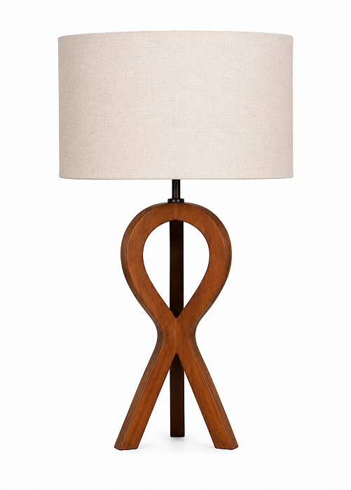 Abajur Imbuia com Cúpula Cilíndrica Linho 72x50cm 5L Trevisan