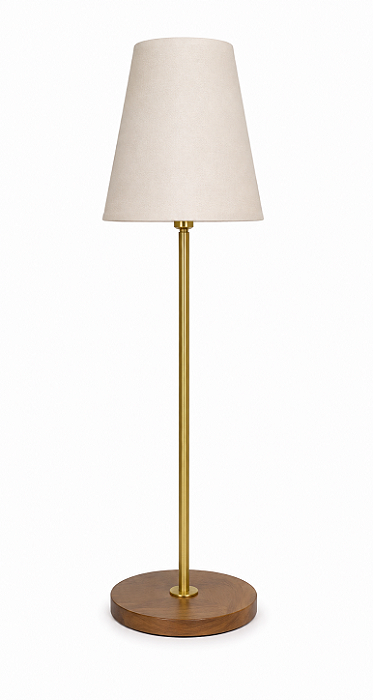 Abajur Imbuia Haste Dourada com Cúpula Cone Rústico 67x17cm 5L Trevisan