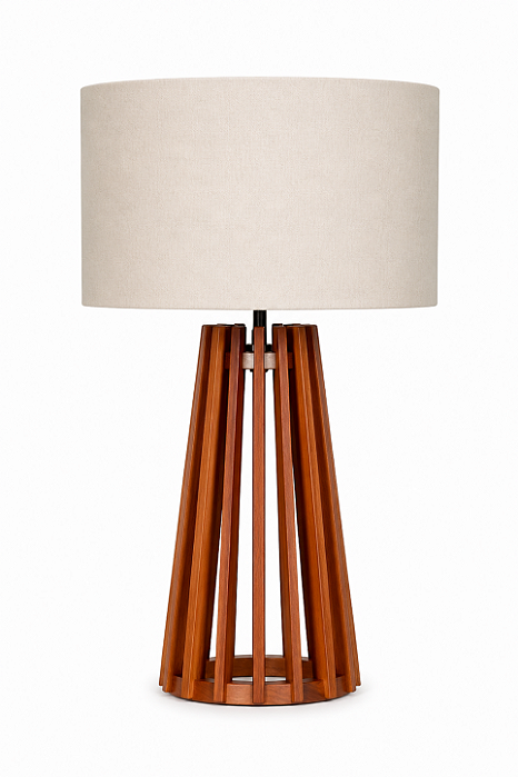 Abajur Imbuia com Cúpula Cilíndrica Relevo 68x40cm 5L Trevisan