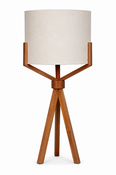Abajur Tripé Imbuia com Cúpula Cilíndrica Relevo 60x25cm 5L Trevisan