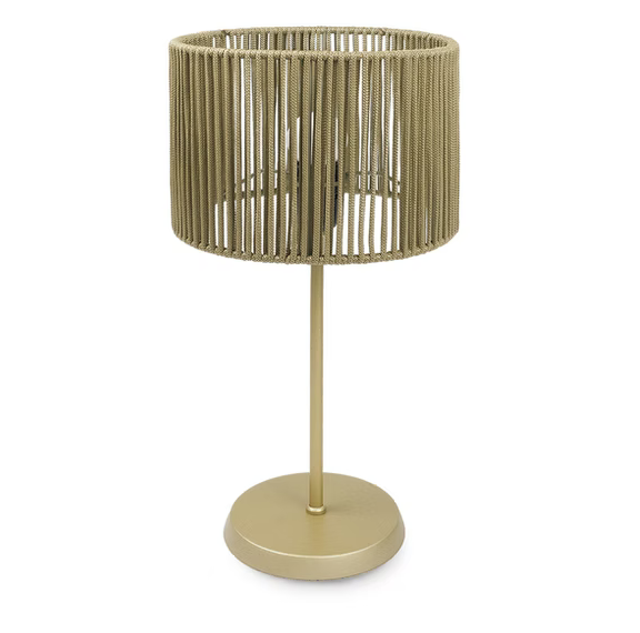 Abajur Dourado com Cúpula Cilíndrica Corda Rami 40x20cm 5L Trevisan