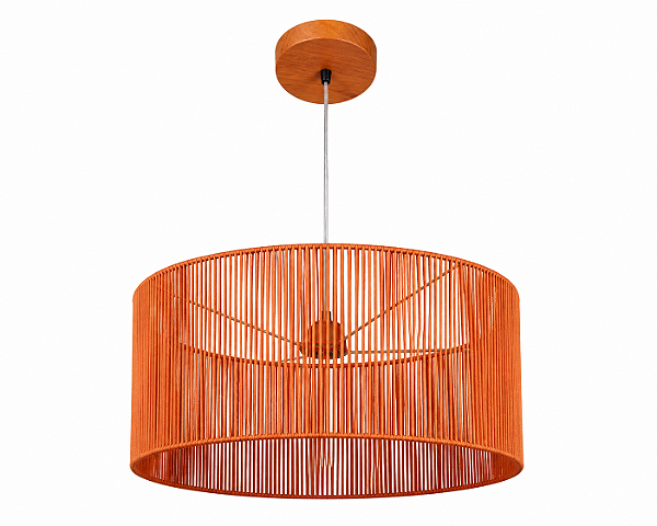Pendente Regulável Imbuia Cúpula Cilíndrica Corda Terracota 50x50x25cm 5L Trevisan