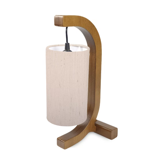 Abajur Imbuia com Cúpula Cilíndrica Linho 39x25cm 5L Trevisan