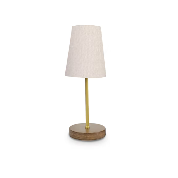 Abajur Imbuia com Haste Dourada Cúpula Cone Rústico 28x12cm 5L Trevisan