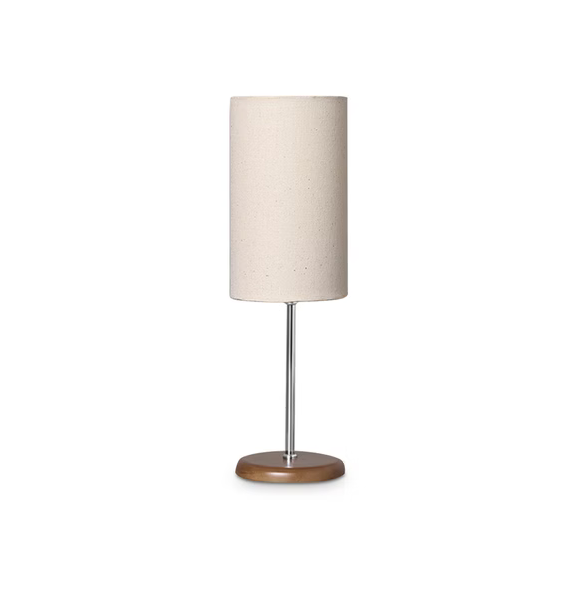 Abajur Imbuia com Cúpula Cilíndrica Algodão Cru 38x12cm 5L Trevisan