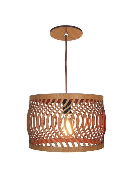 Pendente Ondas 28 Classic Lar Madeira 27,5cm E27 – Ref. 1072
