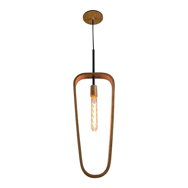 Pendente Silué Trapezoidal Orgânico Classic Lar Madeira 55cm – Ref. 1388