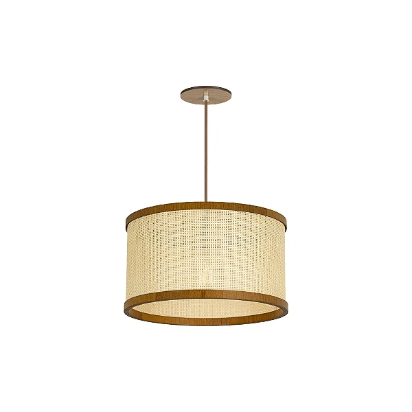 Pendente Palha Leve PL3520 Classic Lar Madeira 35cm E27 – Ref. 1126