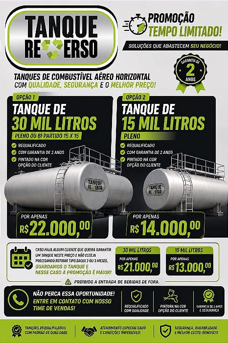 PROMOÇÃO TANQUE IMPERDÍVEL