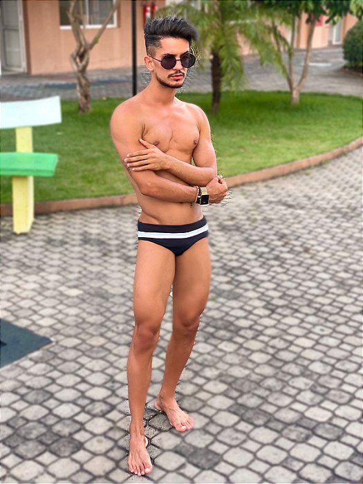 Sunga Duo List Preta e Branca - PowerSlip