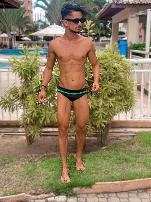 Sunga Duo List Preta e Verde - PowerSlip