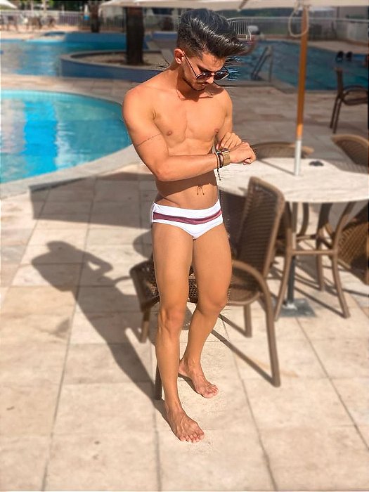 Sunga Duo List Branca e Vinho Premium - PowerSlip