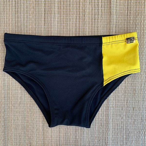 Sunga Duo Left Preta com Amarela - Tradicional