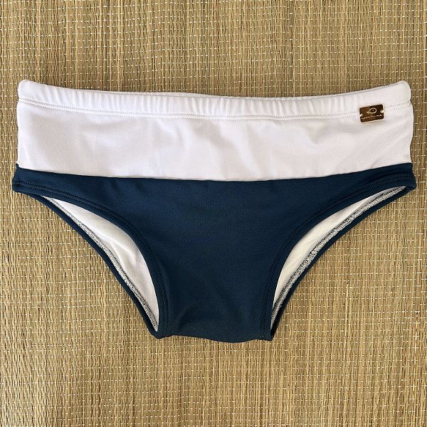 Sunga Middle Branco com Azul Petróleo - Tradicional