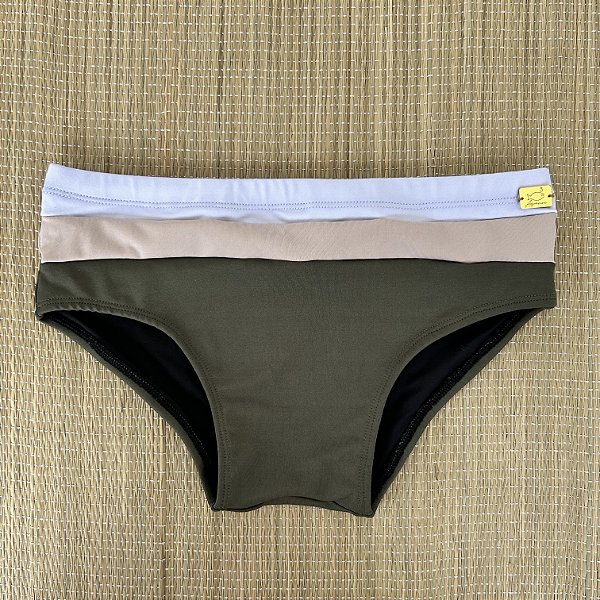 Sunga Orizon Branca, Nude e Verde Oliva - Tradicional