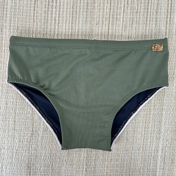 Sunga Duo Verde Oliva com Fundo Creme- Tradicional