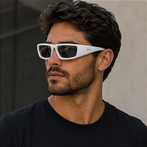 Óculos Lupa Branco com Lente Espelhada
