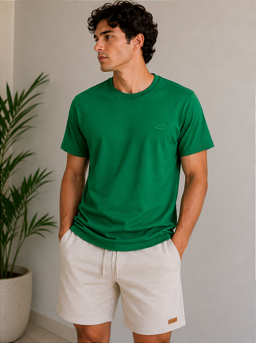 Camisa Básica Verde Intensity Algodão