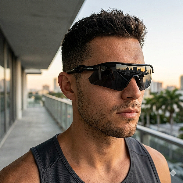 Óculos de Sol Esportivo Máscara Prime Preto Fosco