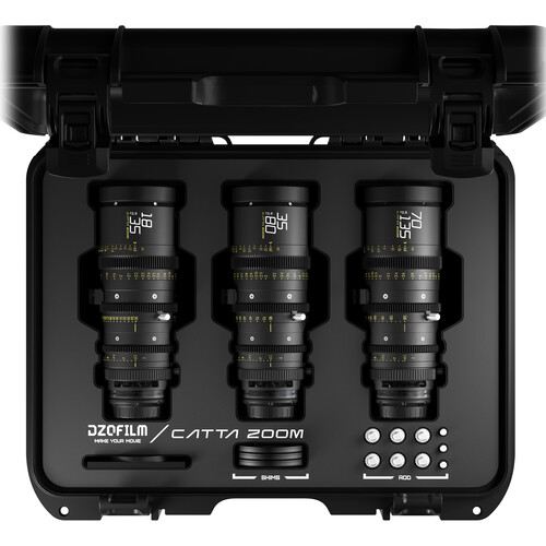 DZOFilm Catta Zoom FF 18-35/35-80/70-135mm T2.9 - Kit 3 Lentes Cine (Sony E, pretas) (PRÉ-VENDA)