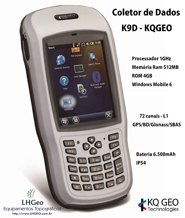 Coletor de Dados K9D para GPS RTK