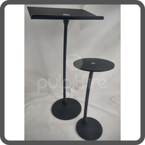 PÚLPITO E MESA DE APOIO - INOX PINTADO - ACRÍLICO PRETO 10MM AR