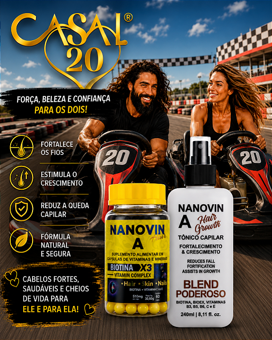 Compre 01 Vitamina de Cabelo 60 Caps e Leve Grátis 01 Tônico Poderoso 240 ml