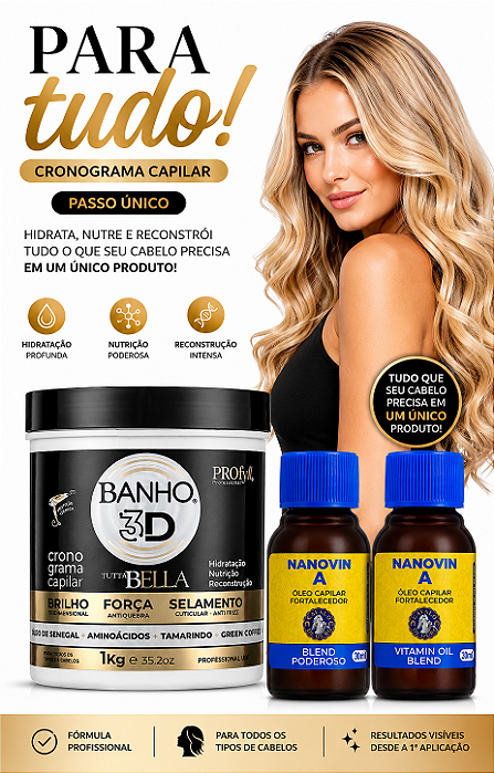 Profyll True Professional ParaTudo Máscara Cronograma Capilar Único 1Kg + 02 Óleos Fortalecedores 30ml