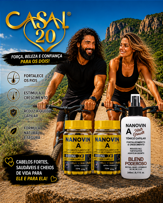 Compre 02 Vitaminas de Cabelo 60 Caps Cada e Leve Grátis 01 Tônico Poderoso 240 ml