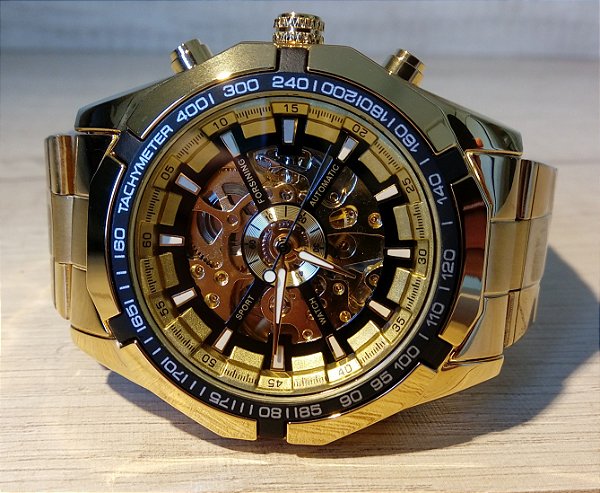 Relogio winner dourado Clearance