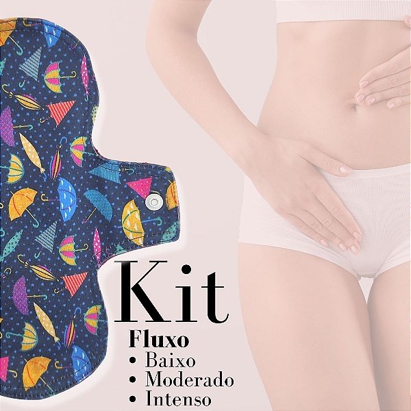 Kit Absorvente Feminino - Fluxo Baixo - Moderado - Intenso