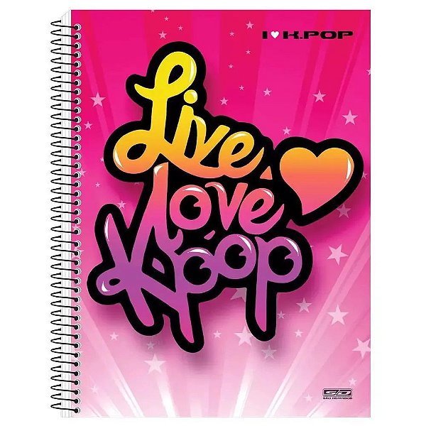 Caderno Universitário 10x1 Capa Dura I Love Kpop SD
