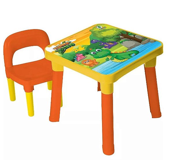 Mesinha Infantil Com Cadeira Turma do Dino ML