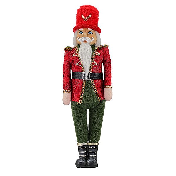 Decoração de Natal Soldado Quebra Nozes Papai Noel 38 cm