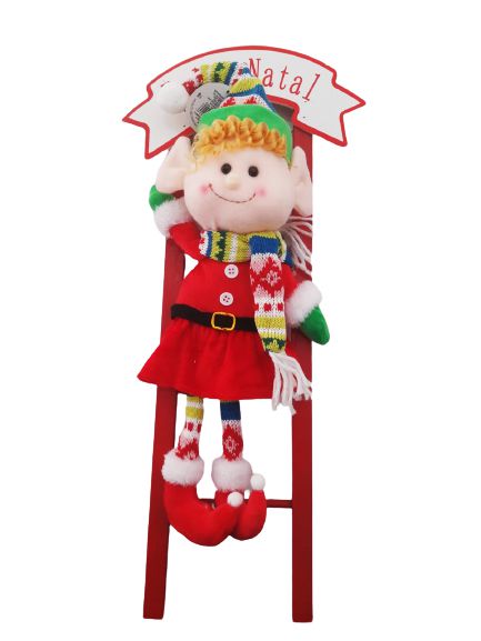 Decoração de Natal Boneco na Escada Duende 50 cm