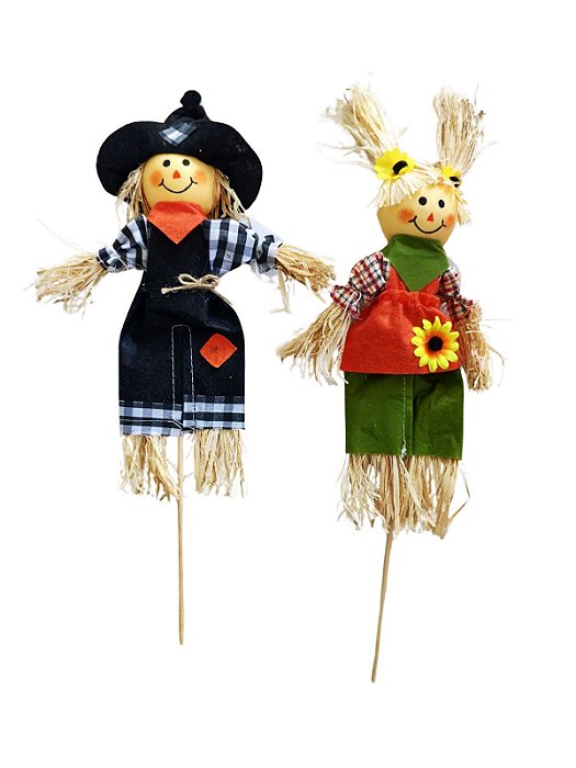 Kit 02 Pick Casal Espantalho Festa Junina São João 40 cm